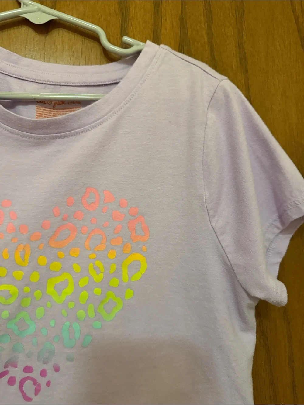 Cat & Jack Lavender Short Sleeve Tee with Neon Heart animal print Graphic